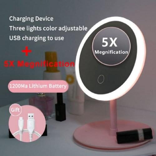 Makeup mirror with led light Ladies Face Mirror Adjustable Touch Dimmer USB Led Vanity Mirror Table Desk Cosmetic Mirror