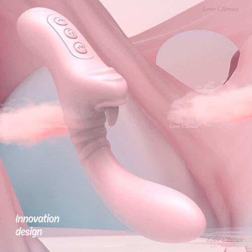 Female G-Spot Tongue Licking Double Headed Silicone Dildo Vibrator Female Sex Toy Clitoris Stimulation Female Masturbation Adult