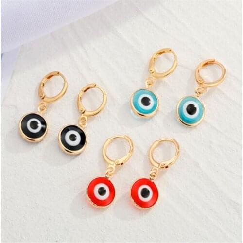 Punk Devils Eye Resin Earrings for Women Trendy Female Clip Gold Earrings Jewelry Accessories Gift