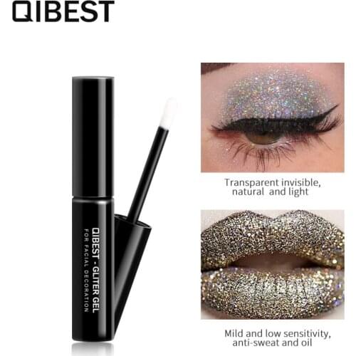 Qibest eye makeup liquid glue gel for glitter loose powder moisture oil control waterproof long lasting eyeshadow gel QB010