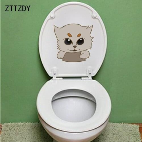 ZTTZDY 21.2*19.9CM Cute Cat Wall Decal Living Room Home Decoration Toilet Seat Sticker T3-0372