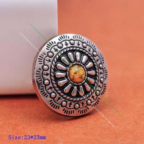 10X Southwest Tribal Silver Floral Yellow Turquoise Leathercraft Cloth Garment Luggage Bag Leather Case Sewing Concho Butt