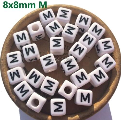 1100pcs 8mm Plastic Letter Beads Acrylic Letter Beads Alphabet A B C D E H I J TO Z Cube Beads Letter Square Beads 3mm Big Hole