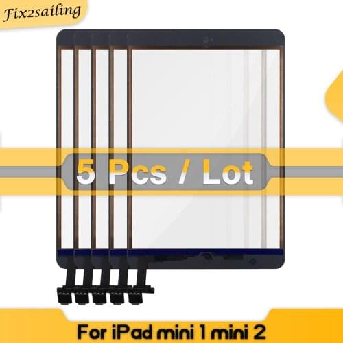 5 Pcs/Lot New Touch For iPad Mini 1 Mini 2 A1432 A1454 A1455 A1489 A1490 A1491 Touch Screen Digitizer + IC Chip Connector Flex