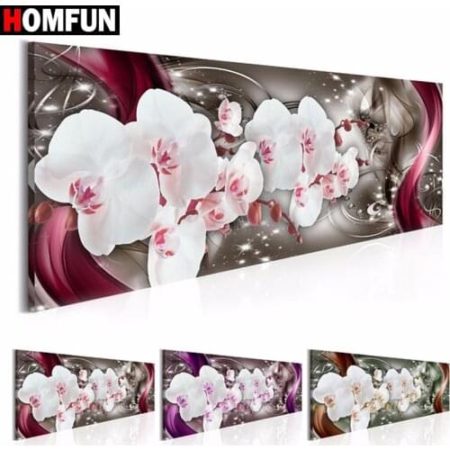 HOMFUN 5D Diamond "Orchid flower landscape" Diamond Embroidery Full Round/ Square Diy Diamond Painting Cross Stitch Home Decor