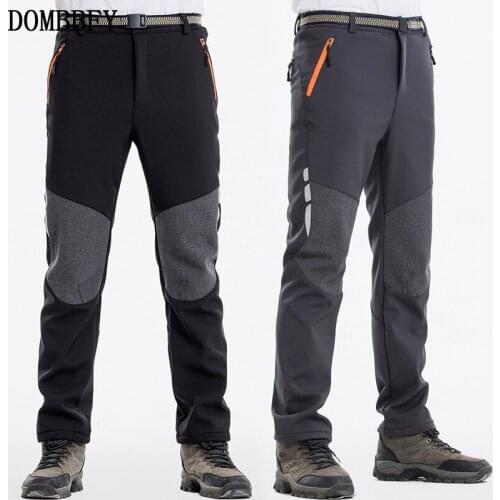 Winter Pants Men Outdoor Thicken Fleece Soft Shell Trousers Men Waterproof Windproof Warm Breathable Sports Reflective Pants 4XL
