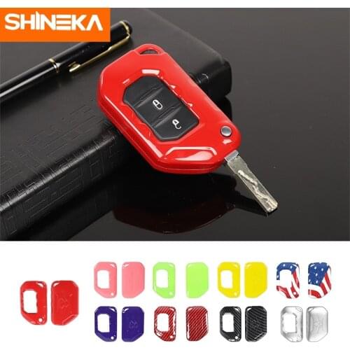SHINEKA Car Keys Cover For Jeep Gladiator JT 2018 Car Key Case Shell Decoration Cover Accessories For Jeep Wrangler JL 2018-2021