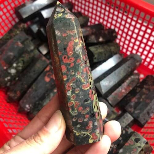 Plum Blossom Jasper Wand Point Natural Quartz Gemstones Healing Crystals Reiki Feng Shui Home Decoration