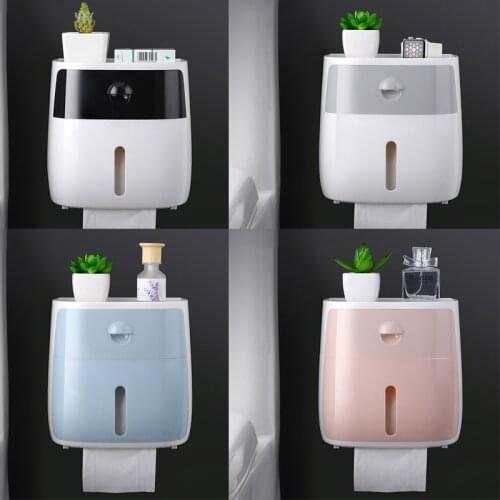 Toilet Paper Holder Waterproof Wall Mounted for Toilet Paper Tray Roll Paper Tube Storage Box Tray Tissue Box Shelf Bathroom
