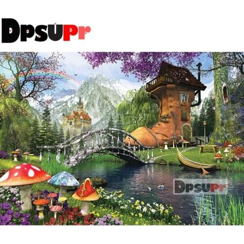 Dpsupr %100 Full Square/Round DIY Diamond Embroidery Shoe cottage 5D Diamond Painting Rhinestone Mosaic Home Decor