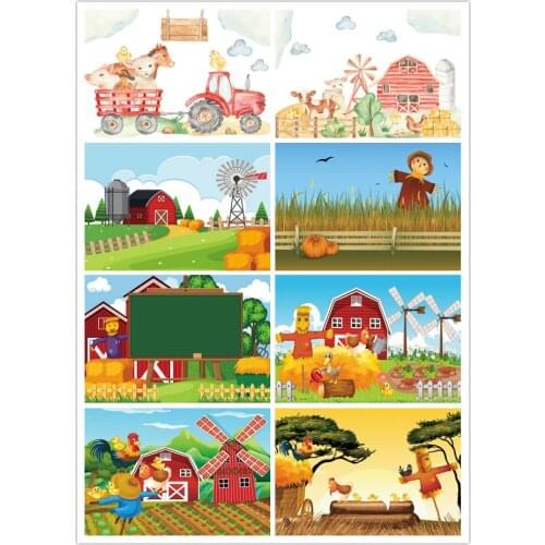 Cartoons Backdrop Farm Barn Photography Backgrounds Family Party Decor Newborn Bride Photo Booth Studio Prop
