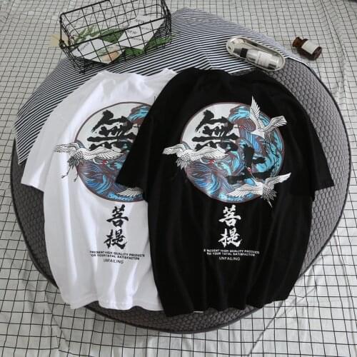 INS summer Bodhi Crane Funny print Mens T-shirt short-sleeved hip hop Unisex t shirt streetwear Harajuku Plus size Tees Tops