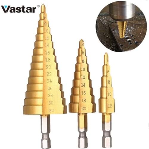 4-12 4-20 4-32 mm HSS Titanium Coated Step Drill Bit Drilling Power Tools for Metal High Speed Steel Wood Hole Cutter Cone Drill
