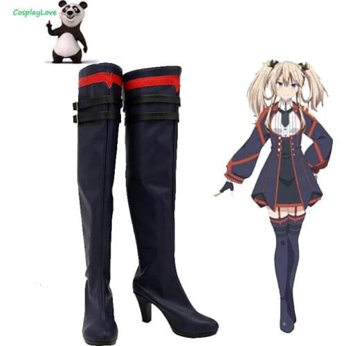 CosplayLove The Misfit of Demon King Academy Maou Gakuin Sasha Necron Black Cosplay Shoes Long Boots Leather Custom Made