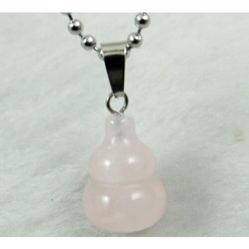 Natural stone Quartz Crystal Opal unakite Stone Carving gourd Pendant stainless steel Necklace for women Fashion Jewelry making