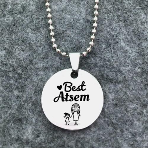 Best Atsem Teacher Kids Pendant Necklace Stainless Steel Cartoon Students Chain Necklaces Teachers Day Gift Collar Femenino