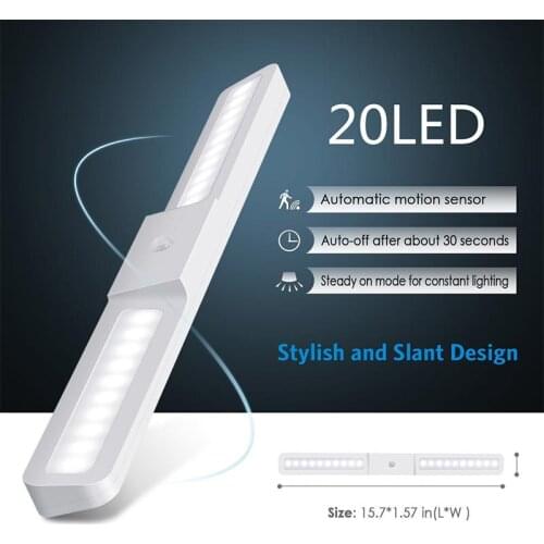 20LED Magnet PIR LED Motion Sensor Light LED Under Cabinet Lamp Cupboard Wardrobe Bed Night Light For Kitchen Closet Stairs