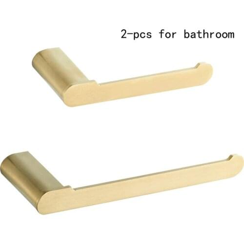 Set Brushed Gold Towel Bar Bath Accessories Toilet Roll Paper Holder SUS304 Stainless Steel Matte Black Hook Bathroom Hardware