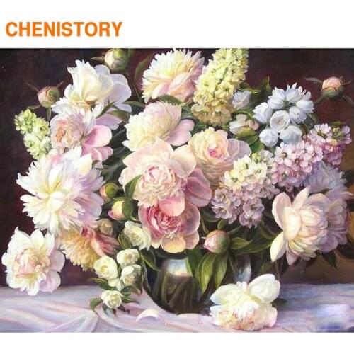 CHENISTORY Frame DIY Painting By Numbers Modern Wall Art Picture By Numbers Flowers Paint By Numbers For Home Decor 60x75cm Gift