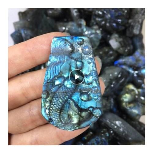 Natural Labradorite stone Quartz Crystal hand Carved Owl fox mermaid squirre