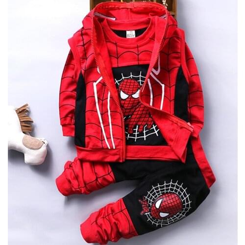 New Baby Spiderman Clothing Sets Cotton Sport Suit For Boys Clothes Spring Costumes Kids Clothes 3pcs Set Autumn Jumpsuit Fall