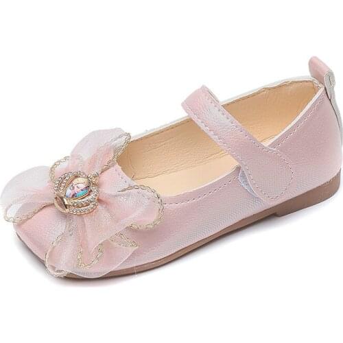 New Girls Dance Shoes Fashion Soft Lightweight Princess Shoes Bow Performance Children Student Casual Baby Kids Single Shoes G27