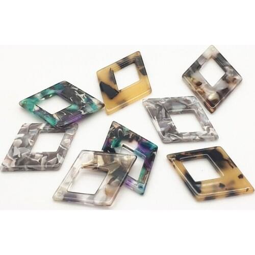 New Arrival! 38x28mm 50pcs acetic acid Rhombus Charm for Handmade Necklace/Earring DIY Parts,Jewelry Accessories Findings