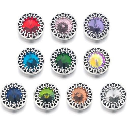 Wholesale w052 Crystal 3D 18mm 20mm Metal Snap Button For Bracelet Necklace Interchangeable Jewelry Women Accessorie Findings