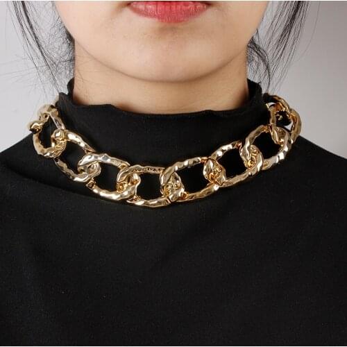 Womens Punk Clasp Chain Necklace Dwarf Chain Metal Hip Hop Style Twisted Jewelry Steampunk Gothic Mens Jewelry Wholesale 2020