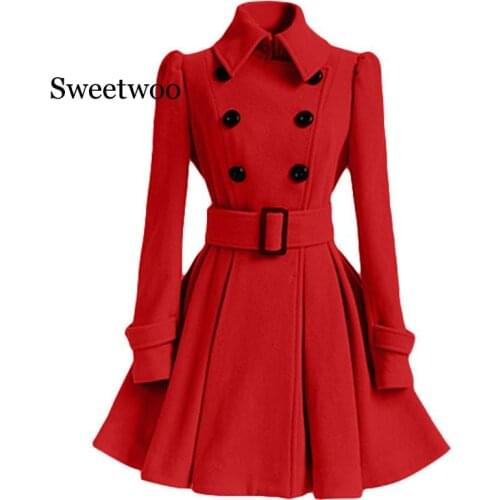Autumn Winter Coat Women 2020 Fashion Vintage Slim Double Breasted Jackets Female Elegant Long Warm White Coat