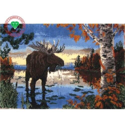 Needlework Carpets Hook Rug Kit DIY Mat Kit Unfinished Crocheting Rug Yarn Cushion Embroidery Carpet Patchwork carpet cushion