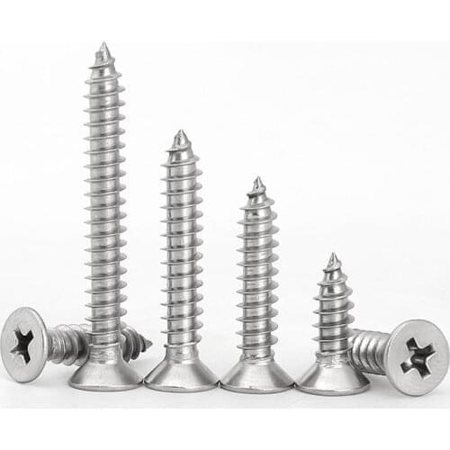 Phillips 304 Stainless Steel Flat Head Self Tapping Screw Metric Thread Cross Countersunk Bolt M1 M1.2 M1.4 M1.7 M2 M2.3 M2.6