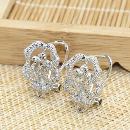 Free shipping trendy rose flower stud earrings for women 16*18mm silver-color frost matter ears ornament charms jewelry B2836