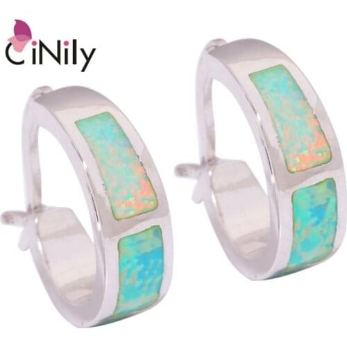 CiNily Created Green Fire Opal Silver Plated Earrings Wholesale Retail for Women Jewelry Earrings 13mm OH2660