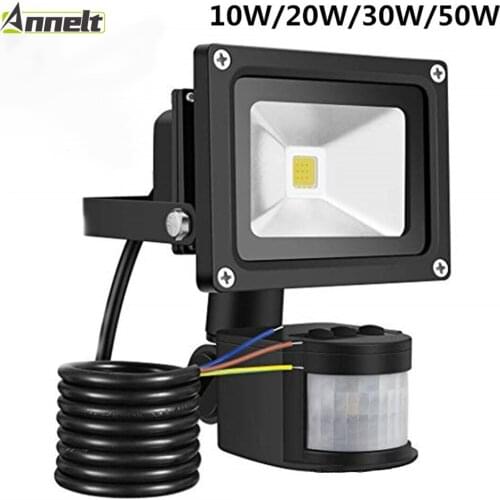 LED PIR Motion Sensor Flood Light 10W 20W 30W 50W AC85~265V Floodlight Waterproof IP65 Outdoor Garden Yard Garage Barn Lighting