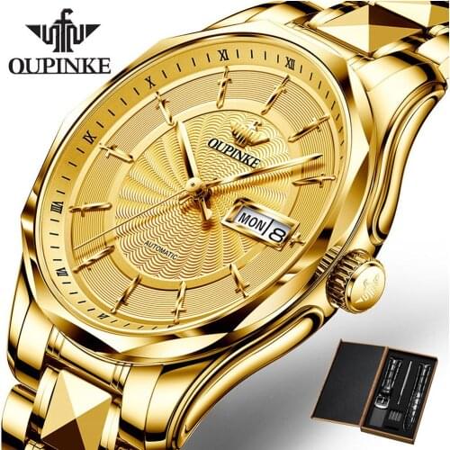 Top Luxury Brand Gold Mens Mechanical Watches Stainless Steel Self Winding Watch Waterproof Automatic Wristwatch Reloj Hombre