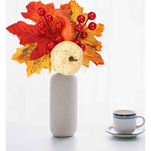 Pumpkin Pine Cones Pumpkins Maple Leaf Wreath Fake Flower Props Simulation Decoration Red Fruit Harvest Festival Orange Garlands