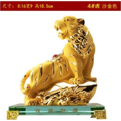 Golden Tiger Decoration and Wealth Recruitment Fengshui Imitate Rosewood Tiger Town House Shangshan Tiger Crafts home statues