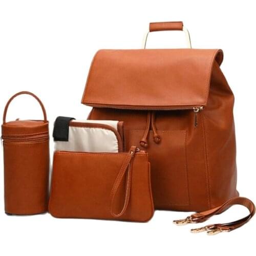 Large Capacity Diaper Bag Backpack Waterproof Pu Nappy Backpack Large Capacity Changing Backpack with Insulated Pockets