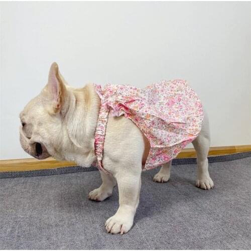 Puppy Dog Princess Tutu for Small Medium Dog Fashion Dog Skirt Sweet Flower Print French Bulldog Sling Dress Kawaii Pet Apparel