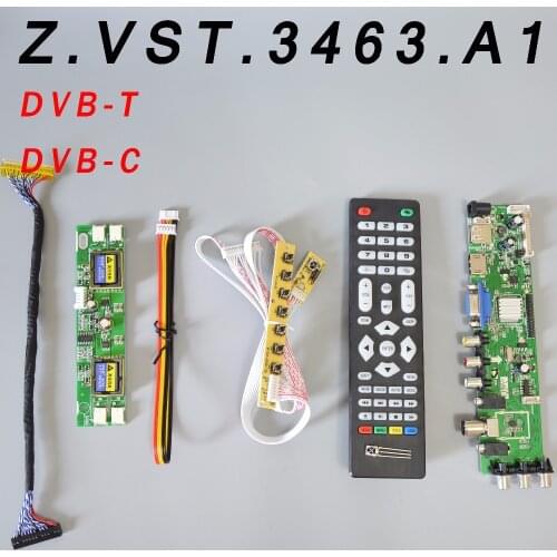 Z.VST.3463.A1 V56 V59 Universal LCD Driver Board Support DVB-T2 TV Board+7 Key Switch+IR+4 Lamp Inverter+LVDS