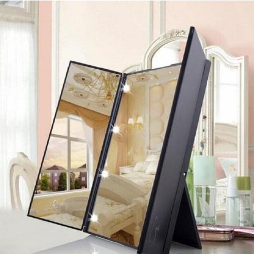 New Makeup Mirror with 8 LEDs Cosmetic Mirror with Touch Dimmer Switch Battery Operated Stand for Tabletop Bathroom Travel