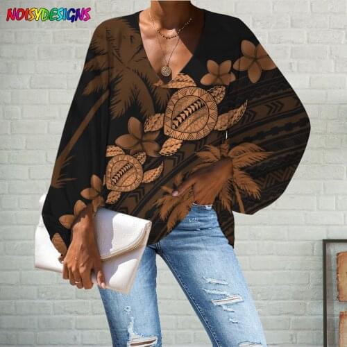NOISYDESIGNS Blouse Women Polinesian Turtle Pattern Women Tops and Blouses 2021 Plus Size Shirts Casual Ladies Clothes Sexy