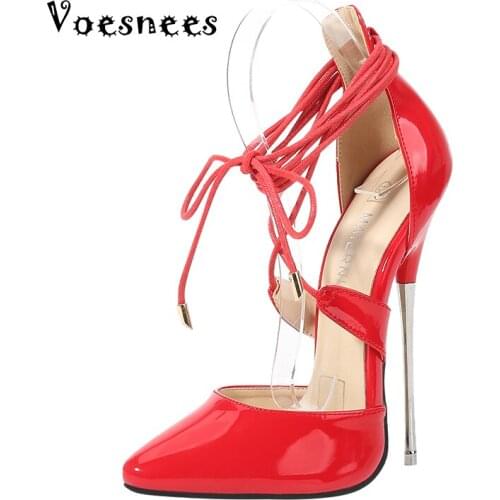 2020 Women Sandals Dress Shoes High Heels 16CM Ladies Wedding Shoes Summer Patent Leather Women Shoes Pointed Toe Female Sandals