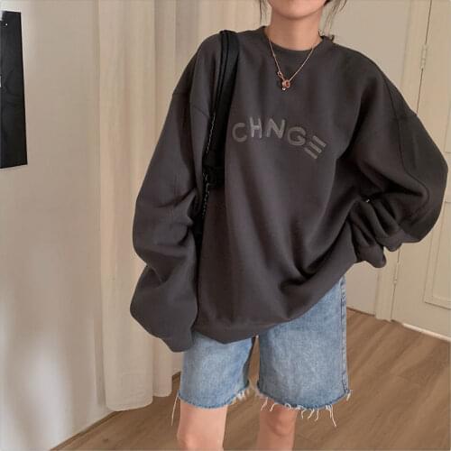 Womens Hoodies Pullover O Neck Letters Pattern Cotton Loose Tops Wholesale 2021 Autumn Winter Fashion Casual Lady Clothing
