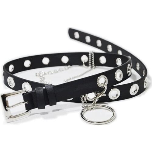 Newest Design Detachable Waist Belt Chain Punk Hip-hop Trendy Women Belts Lady Fashion Silver Pin Buckle Leather Waistband Jeans