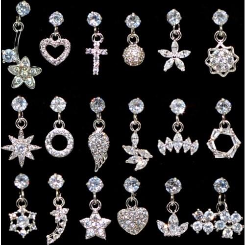 1PC Surgical Steel Ear Tragus Cartilage Piercing Crown,Cross,Flower Crystal Dangle Earring Unpper Earring Piercing Jewelry