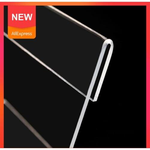 1PC 1.3mm Acrylic Clear Plastic Desk Sign Label Frame Acrylic Display Price Stand Holder Label Holders Tag Card Paper Frame Z1W6