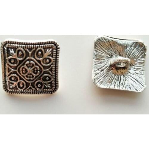 10pcs/lot One-Hole Square Buttons Sewing-On Antique Silvery Button For Clothes Fashion Craft For DIY Decoration 13mm