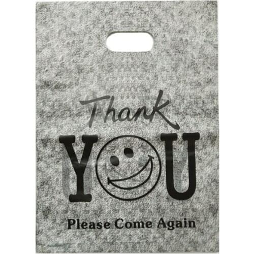 100pcs/lot 25x35cm Gray Thank You Plastic Gift Bag Boutique Candy Gifts Jewelry Packaging Bags Plastic Shopping Bags With Handle